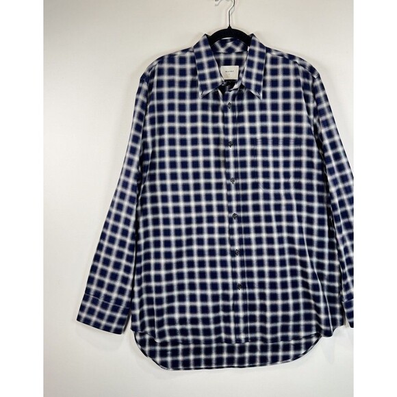 Billy Reid Mens Button Down Shirt Blue Standard Fit Plaid Long Sleeve Large - Picture 3 of 8